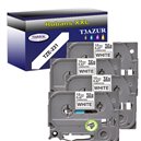 4x Rubans pour &eacute;tiquettes lamin&eacute;es g&eacute;n&eacute;rique Brother TZe231 - Texte noir sur fond blanc - Largeur 12 mm x 8 m&egrave;tres