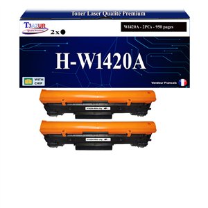 T3AZUR  - 2x Toner/Laser g&eacute;n&eacute;rique HP W1420A (142A)   Noir