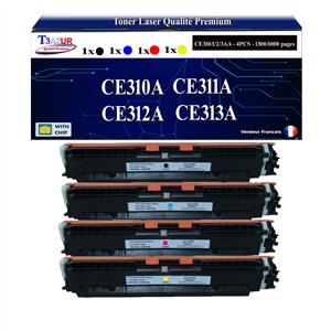 4 Toners g&eacute;n&eacute;riques HP CE310,1,2,3A , 126A pour HP LaserJet Pro 100 MFP M175nw CP1025 M275 TopShot+20f papiers photos A6 -T3AZUR