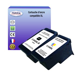 2x Cartouches compatibles avec Canon remplace Canon PG545XL, CL546XL (Noire+Couleur) - T3AZUR