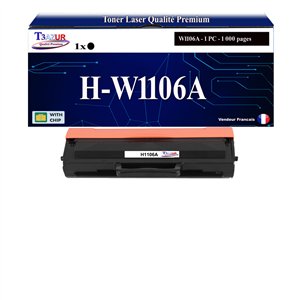 T3AZUR - 3x Toners compatibles W1106A compatible avec HP Noir