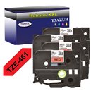 4 x Rubans d'&eacute;tiquettes lamin&eacute;es g&eacute;n&eacute;rique Brother TZe461 - Texte noir sur fond rouge - Largeur 36 mm x 8 m&egrave;tres