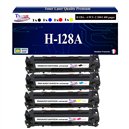 4 Toners g&eacute;n&eacute;riques HP CE320A, CE321A, CE322A, CE323A + 20f papiers photos A6 -T3AZUR