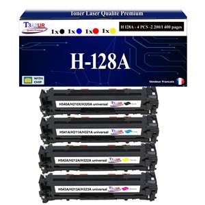 4 Toners g&eacute;n&eacute;riques HP CE320A, CE321A, CE322A, CE323A + 20f papiers photos A6 -T3AZUR