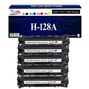 5 Toners g&eacute;n&eacute;riques HP CE320A, CE321A, CE322A, CE323A + 20f papiers photos A6 -T3AZUR