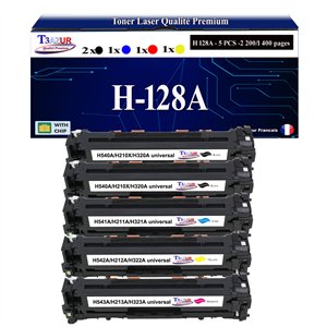 5 Toners g&eacute;n&eacute;riques HP CE320A, CE321A, CE322A, CE323A + 20f papiers photos A6 -T3AZUR