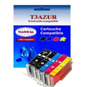 Lot de 18 Cartouches compatibles Canon Pixma TS8152 (3Bk/3PBk/3C/3M/3Y/3PB) - T3AZUR