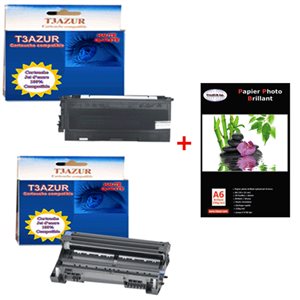 Toner +Tambour compatible Brother TN2000+ DR2000+ Pack 20 papiers photos A6 230gr