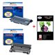 Toner+Tambour compatible Brother TN2120+DR2100+ Pack 20 papiers photos A6 230gr
