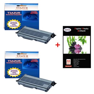 Lot 2 Toner compatible Brother TN2120+ Pack 20 papiers photos A6 230gr  