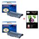 Lot 2 Toner compatible Brother TN2120+ Pack 20 papiers photos A6 230gr  