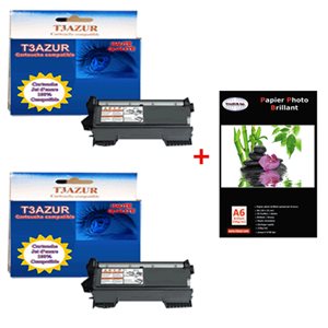 Lot 2 Toner compatible Brother TN2010+ Pack 20 papiers photos A6 230gr  