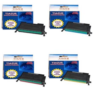 T3AZUR - Lot de 4 Toners génériques Samsung CLP-620, 670