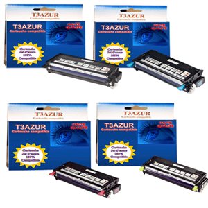 T3AZUR - Lot de 4 Toner générique pour DELL 3110CN 