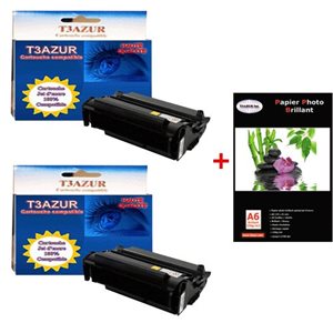 Lot de 2 Toner générique pour Lexmark T656DNE / 0T650H11E + Pack de 20 papiers photos A6 230gr