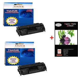 EP719H - 2 Toner  Canon  CRG-719 / CRG 719 - Compatible + Pack de 20 papiers photos A6 Brillant 230gr