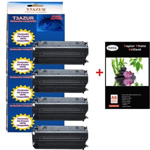 Lot de 4 Toner Laser compatible Canon PC950 / PC980 + Pack de 20 papiers photos A6 Brillant 230gr 