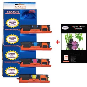Lot de 4 Toner compatible Canon LBP5200 / MF8180C + Pack de 20 papiers photos A6 Brillant 230gr