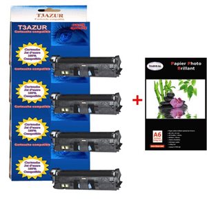 Lot de 4 Toner générique HP LaserJet 1018 / 1020+ Pack de 20 papiers photos A6 Brillant 230gr