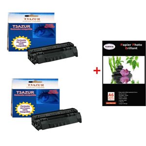 Lot de 2 Toner générique HP LaserJet 1320 / 1320N / 1320NW / 1320TN+ Pack de 20 papiers photos A6 Brillant 230gr