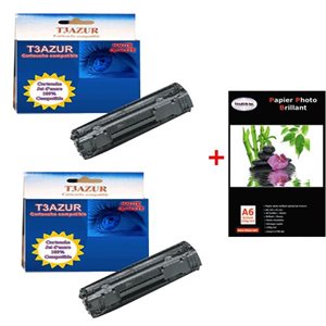 Lot de 2 Toner générique Canon i-Sensys LBP3010 / LBP3100+ Pack de 20 papiers photos A6 Brillant 230gr