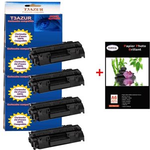 EP719H - 4 Toner  Canon i-Sensys MF5880dn / MF5940dn - Compatible + Pack de 20 papiers photos A6 Brillant 230gr