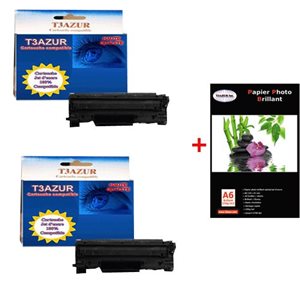 HP 78A / 728  - 2 Toner Canon i-Sensys MF4580 / MF4580dn - Compatible - 2 100 pages+ Pack de 20 papiers photos A6 Brillant 230gr