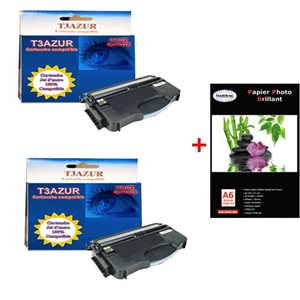 Lot de 2 Toner compatible Lexmark E120 / E120N + Pack de 20 papiers photos A6 230gr