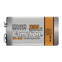 9V - Pack 1 pile accu rechargeables au NiMH, 9V, BLOCK, 250 mAh  - Camelion