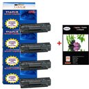 4 x HP P1505 / P1505N- HP 36A/CB436A - Compatible - 2 000 pages+ Pack de 20 papiers photos A6 Brillant 230gr