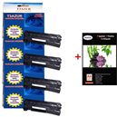 4 x Toner compatibles  HP 85A / CE285A - 1 600 pages + Pack de 20 papiers photos A6 Brillant 230gr