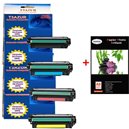 4 x HP CE400A CE401A CE402A CE403A -Compatible - 6 000 pages+ Pack de 20 papiers photos A6 Brillant 230gr