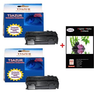 2 x HP LASERJET PRO 400 MFP425DW  - HP 80X/ CF28XA - Compatible -6 900 pages+ Pack de 20 papiers photos A6 Brillant 230gr