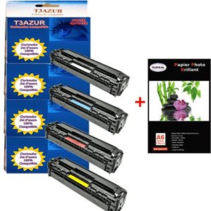 4 x HP COLOR LASERJET PRO MFP M476DN- HP CF380/1/2/3A - Compatible -2 700 pages+ Pack de 20 papiers photos A6 Brillant 230gr