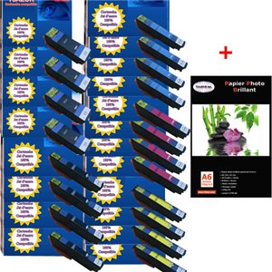 4+16  Epson Expression Premium XP-520/ XP520 / XP 520 - Compatible +Pack de 20 papiers photos A6 Brillant 230gr