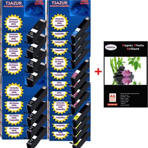 4+16 Cartouches compatibles Canon PGI550 / CLI551 / PGI-550 / CLI-551 XL + Pack de 20 papiers photos A6 Brillant 230gr 