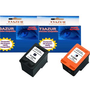 T3AZUR- Cartouche compatible HP n°336  ( C9362EE ) + HP n° 348 photo (C9369EE )