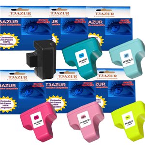 T3AZUR -  Lot de 6 cartouches compatibles pour HP n°363  