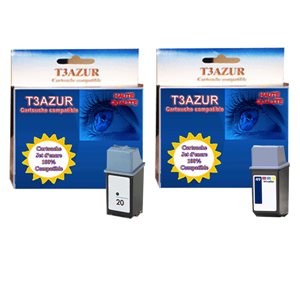 T3AZUR - Cartouche compatible HP n°20 ( C6614DE )+ n°49 (51649AE) 