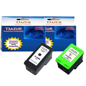 T3AZUR- Lot de 2 Cartouches compatibles HP C8767 (n°339)  +HP C9364EE (n°344)